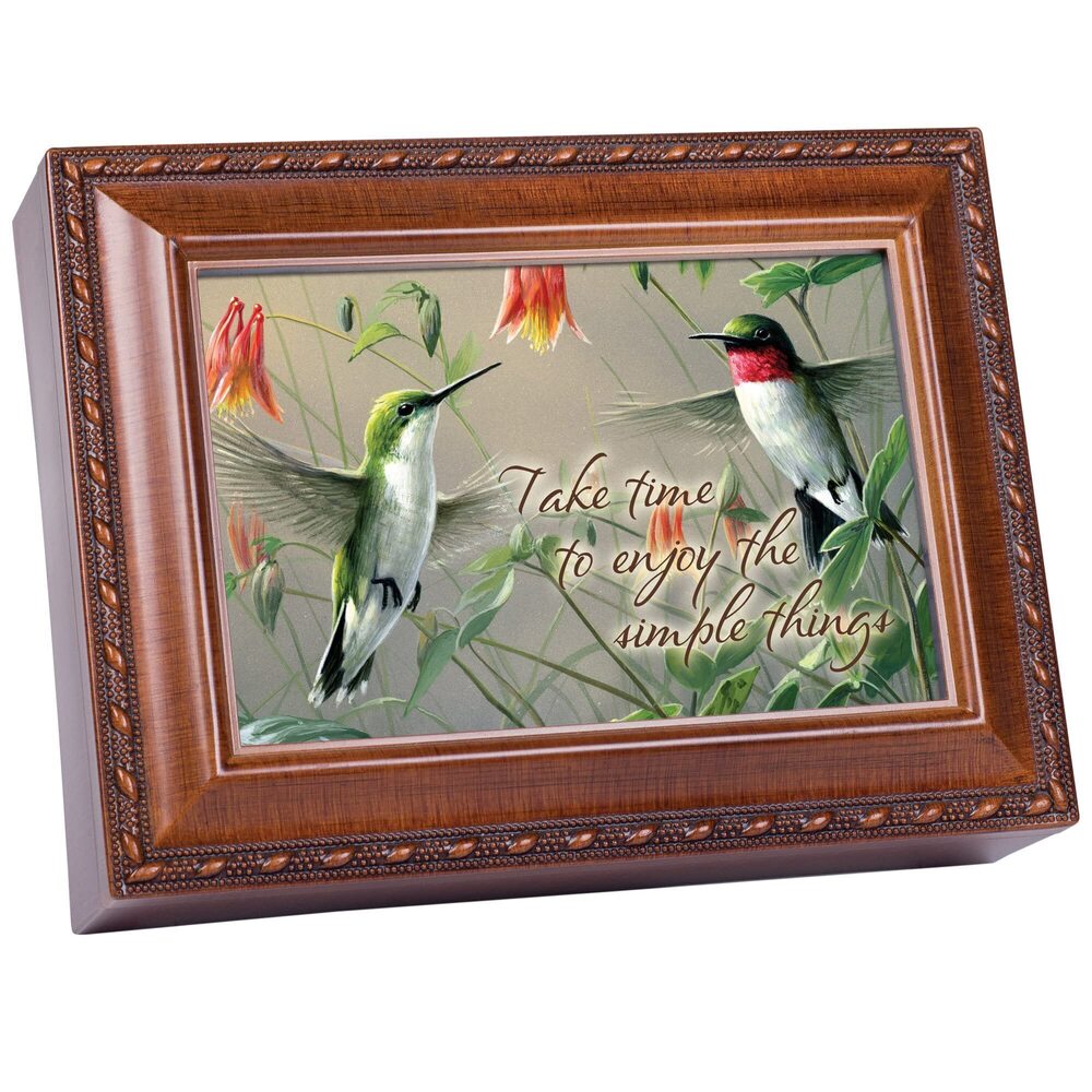 6897 Take Time to Enjoy The Simple Woodgrain Rope Trim Jewelry Music Box